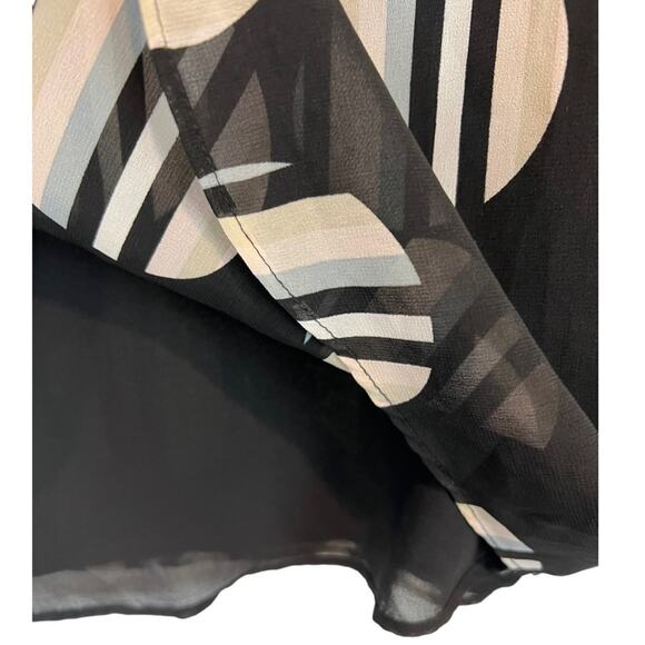 CALVIN KLEIN Geometric Dots Lined  layered long sleeve blouse relaxed fit - Picture 6 of 11